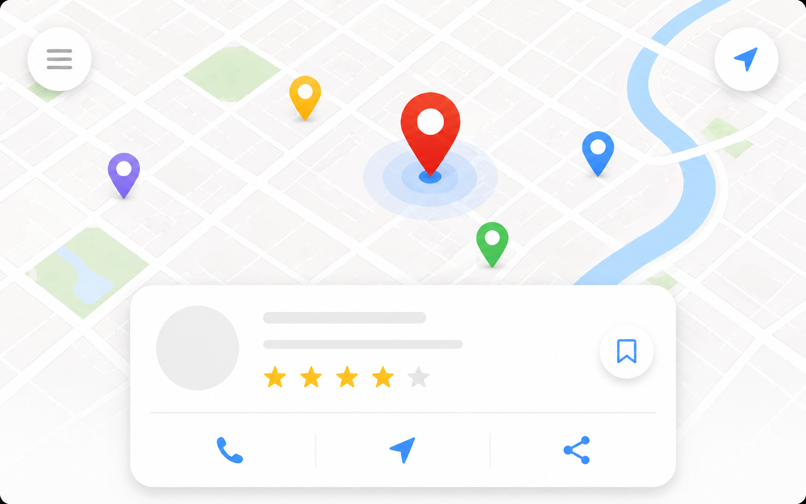 地図検索画面と店舗カードで投稿原稿の利用場面を示すイメージ